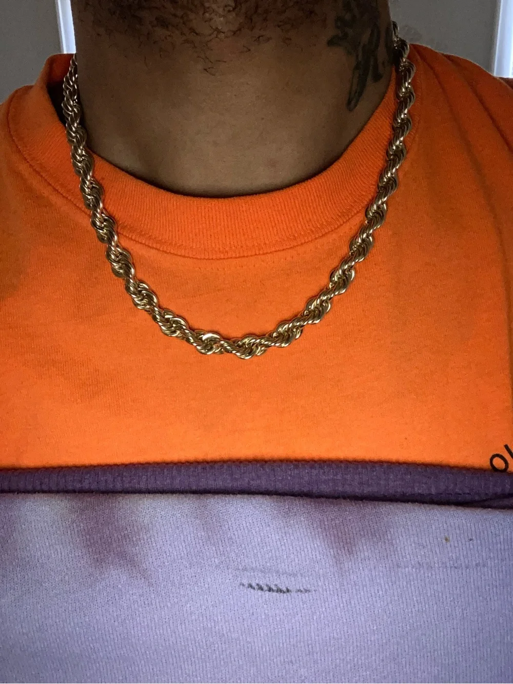 Men or Womens princess cut Gold filled Rope Chain Necklace Twisted Link
